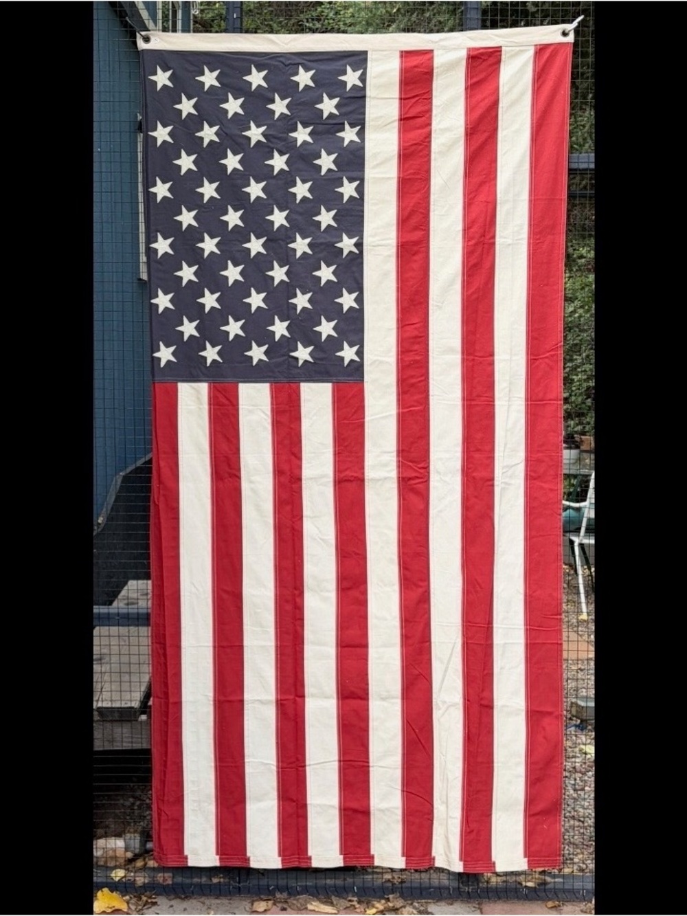 Vintage Canvas American Flag Extra Long 50 Stars Patriotic Collectible USA VTG